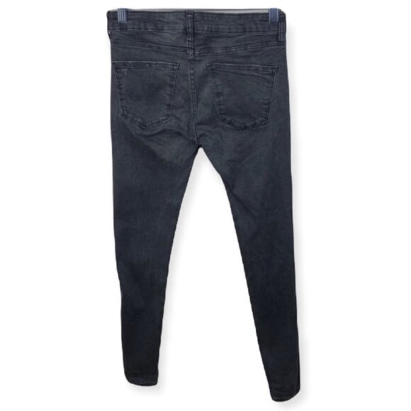 Zara Skinny Jeans Light Grey Size 4‎ Premium Denim Zip Fly Distressing Lyocell - Picture 5 of 13